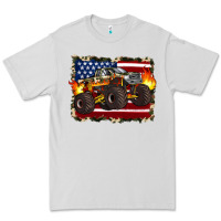 Dove Grey american flag monster truck Premium Tee - Artiststas