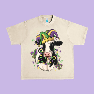 Mardi Gras Cow Urban Heavy Tee Designed By Maliassmallbusiness
