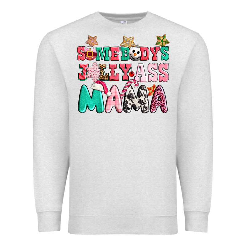 Somebody Jolly Ass Mama Pink Christmas Premium Sweatshirt by CowGirlArtShop | Teevron
