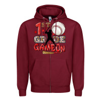 Burgundy back to school 1st baseball game on Zipper Hoodie - NancyCooperArtShop