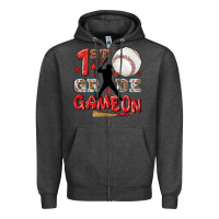 Charcoal Heather back to school 1st baseball game on Zipper Hoodie - NancyCooperArtShop