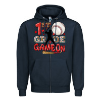 Navy back to school 1st baseball game on Zipper Hoodie - NancyCooperArtShop
