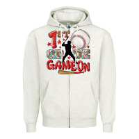 Oatmeal Heather back to school 1st baseball game on Zipper Hoodie - NancyCooperArtShop