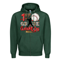 Sports Green back to school 1st baseball game on Zipper Hoodie - NancyCooperArtShop