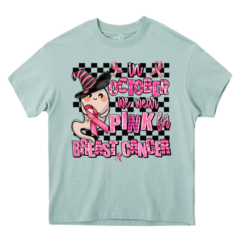 In October We Wear Pink For Breast Cancer Heavy Core Tee by AdoDesignShop | Teevron