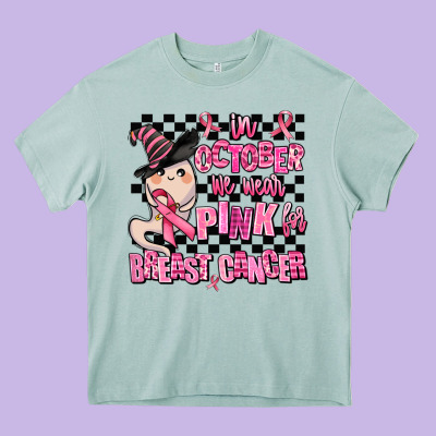 In October We Wear Pink For Breast Cancer Heavy Core Tee Designed By Adodesignshop