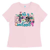 Bubblegum Pink he is risen indeed Ladies Tee - AdoDesignShop