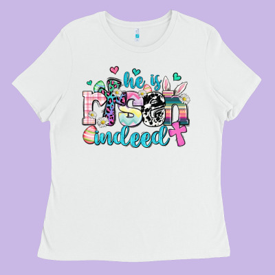 He Is Risen Indeed Ladies Tee Designed By Adodesignshop