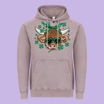 St Patrick's Day Cow Vintage Hoodie Designed By Maliassmallbusiness