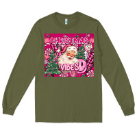 Army Green pink christmas vibes Long Sleeve Tee - MaliasSmallBusiness
