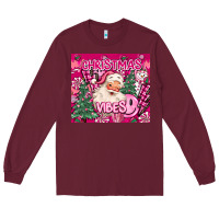 Burgundy pink christmas vibes Long Sleeve Tee - MaliasSmallBusiness