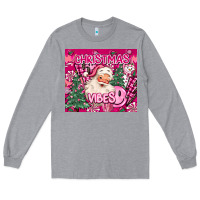 Heather Grey pink christmas vibes Long Sleeve Tee - MaliasSmallBusiness