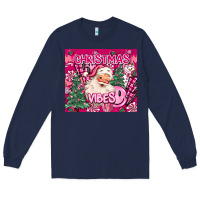Navy pink christmas vibes Long Sleeve Tee - MaliasSmallBusiness