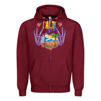 Burgundy Salty soul Zipper Hoodie - NancyCooperArtShop