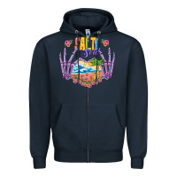 Navy Salty soul Zipper Hoodie - NancyCooperArtShop
