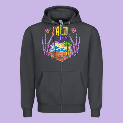 Salty Soul Zipper Hoodie Designed By Nancycooperartshop