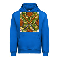 Cobalt baseball bat and gloves with camouflage seamless pattern Urban Hoodie - BundleAndBundleShop