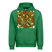Emerald baseball bat and gloves with camouflage seamless pattern Urban Hoodie - BundleAndBundleShop