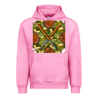Fuchsia Pink baseball bat and gloves with camouflage seamless pattern Urban Hoodie - BundleAndBundleShop