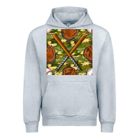 Heather Grey baseball bat and gloves with camouflage seamless pattern Urban Hoodie - BundleAndBundleShop