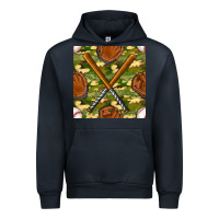 Navy baseball bat and gloves with camouflage seamless pattern Urban Hoodie - BundleAndBundleShop