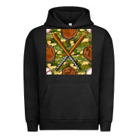 Pigment Black baseball bat and gloves with camouflage seamless pattern Urban Hoodie - BundleAndBundleShop