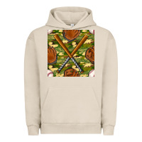 Pigment French Oak baseball bat and gloves with camouflage seamless pattern Urban Hoodie - BundleAndBundleShop