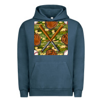 Pigment Midnight Navy baseball bat and gloves with camouflage seamless pattern Urban Hoodie - BundleAndBundleShop