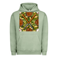 Pigment Oil Green baseball bat and gloves with camouflage seamless pattern Urban Hoodie - BundleAndBundleShop