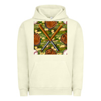 Pigment Pistachio baseball bat and gloves with camouflage seamless pattern Urban Hoodie - BundleAndBundleShop