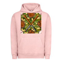 Pigment Salmon baseball bat and gloves with camouflage seamless pattern Urban Hoodie - BundleAndBundleShop