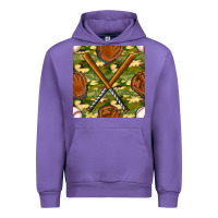 Tulip baseball bat and gloves with camouflage seamless pattern Urban Hoodie - BundleAndBundleShop