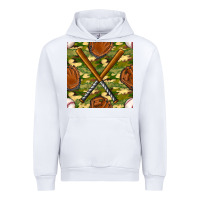 White baseball bat and gloves with camouflage seamless pattern Urban Hoodie - BundleAndBundleShop