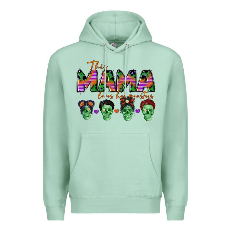 Personalized This Mama Loves Her Monsters Premium Hoodie by CowGirlArtShop | Teevron