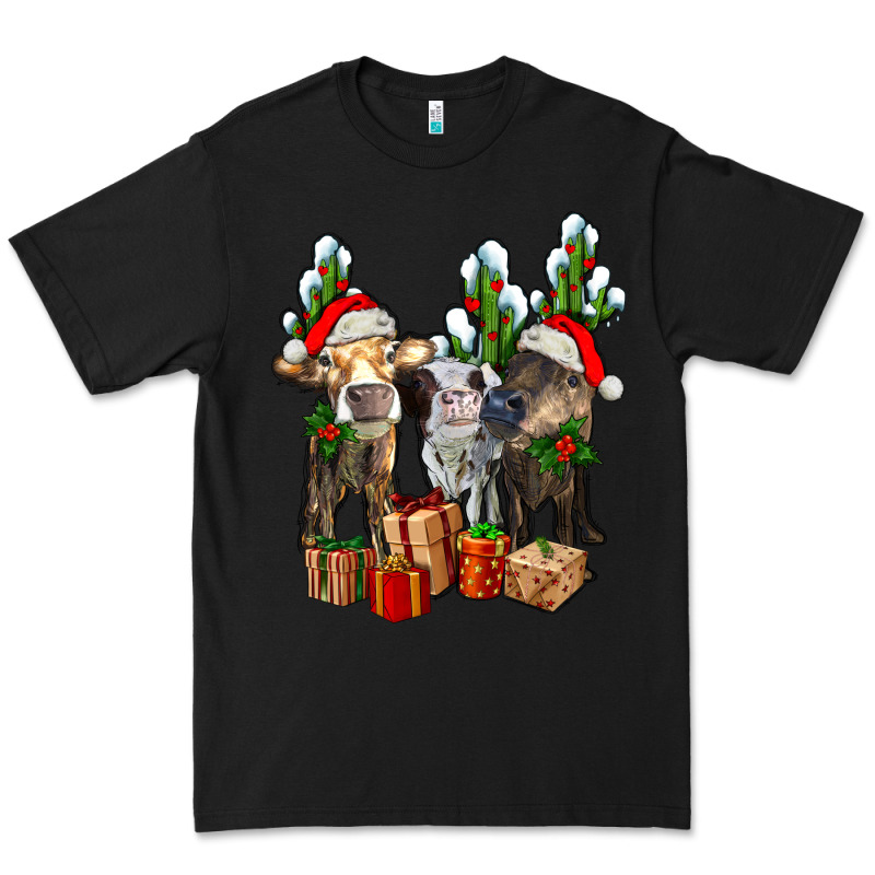Western Christmas Cows And Cactuses Premium Tee by AdoDesignShop | Teevron
