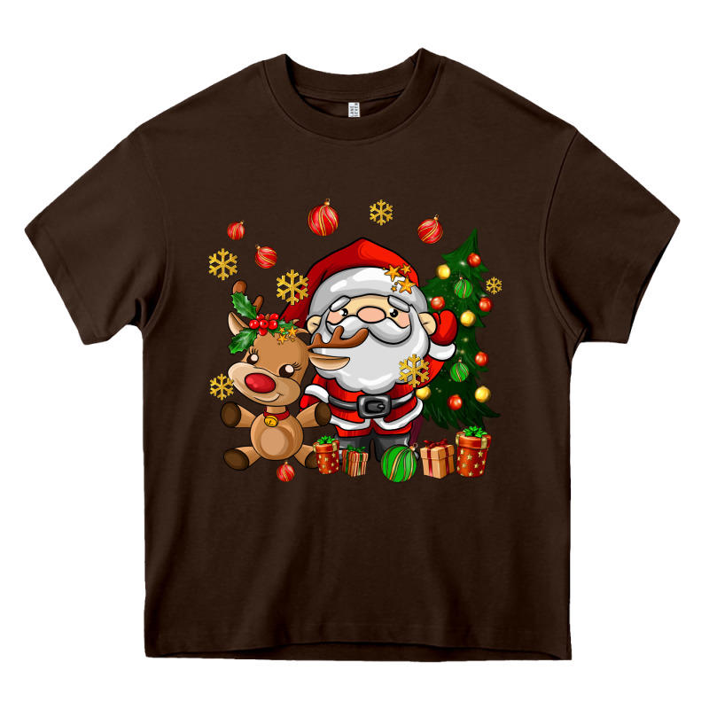 Santa And Reindeer Heavy Core Tee by AdoDesignShop | Teevron