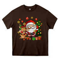 Chocolate Brown santa and reindeer Heavy Core Tee - AdoDesignShop