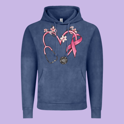 Stethoscope Nurse Medical Breast Cancer Awareness Vintage Hoodie Designed By Maliassmallbusiness