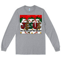 Heather Grey jesus the reason for the season Long Sleeve Tee - MaliasSmallBusiness