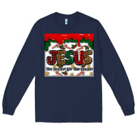 Navy jesus the reason for the season Long Sleeve Tee - MaliasSmallBusiness