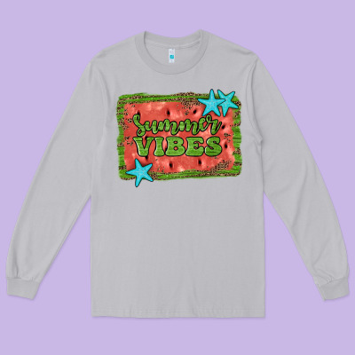 Summer Vibes Watermelon Long Sleeve Tee Designed By Jahusdesignshop