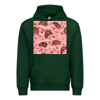 Forest Green valentines day strawberries in cream seamless pattern Urban Hoodie - BundleAndBundleShop