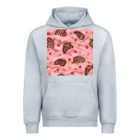 Heather Grey valentines day strawberries in cream seamless pattern Urban Hoodie - BundleAndBundleShop