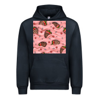 Navy valentines day strawberries in cream seamless pattern Urban Hoodie - BundleAndBundleShop