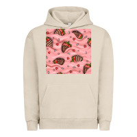 Pigment French Oak valentines day strawberries in cream seamless pattern Urban Hoodie - BundleAndBundleShop