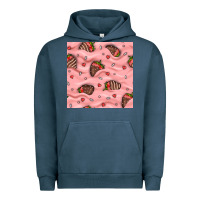 Pigment Midnight Navy valentines day strawberries in cream seamless pattern Urban Hoodie - BundleAndBundleShop