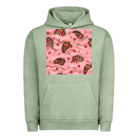 Pigment Oil Green valentines day strawberries in cream seamless pattern Urban Hoodie - BundleAndBundleShop