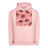 Pigment Salmon valentines day strawberries in cream seamless pattern Urban Hoodie - BundleAndBundleShop