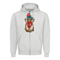 Dove Grey chicken with bandana and leopard Zipper Hoodie - texasbilliewilder