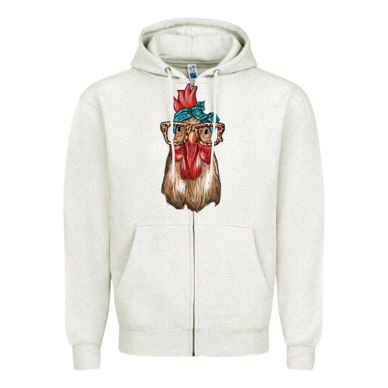 Chicken With Bandana And Leopard Zipper Hoodie by texasbilliewilder | Teevron